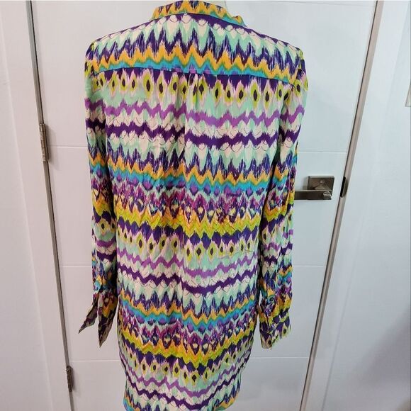 Haute Hippie 100% Silk Multicolor Shirt-Dress Size M - Picture 4 of 11
